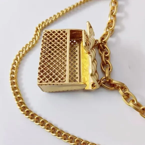 Anthropologie Fashion Tassel Gold Chain Belt with mini Bag. Trendy!high … - Picture 6 of 17